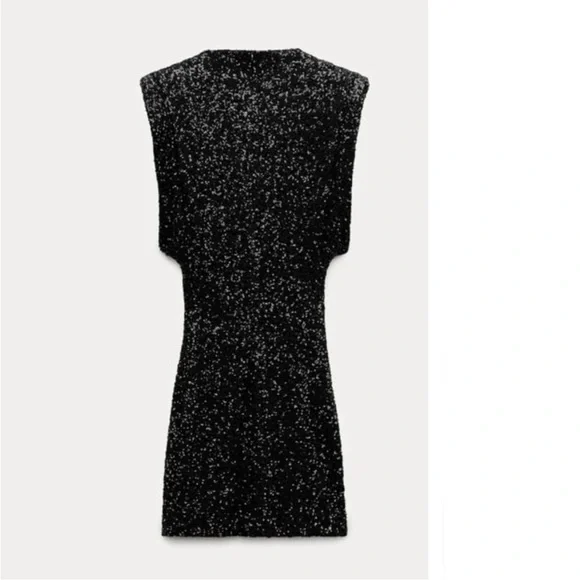 Zara SHOULDER PADS SEQUIN DRESS ZW COLLECTION 9489/108 - Picture 11 of 15
